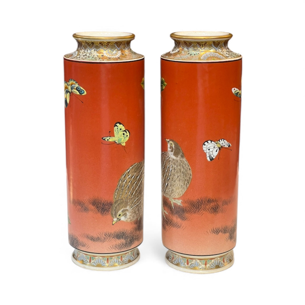 A Fine Pair of Japanese Satsuma Vases by Taizan Yohei
