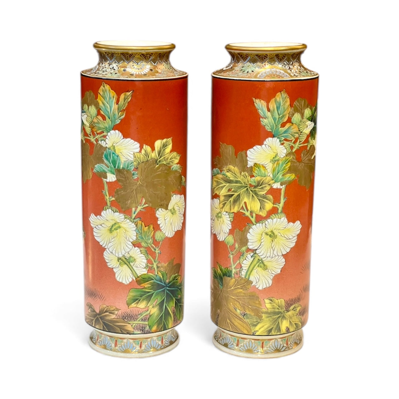 A Fine Pair of Japanese Satsuma Vases by Taizan Yohei