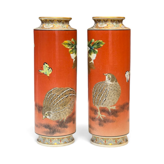 A Fine Pair of Japanese Satsuma Vases by Taizan Yohei